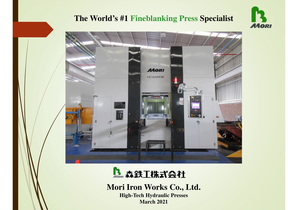 Mori Fine Blanking Press Repair and Refurbishment